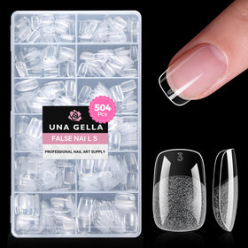 UNA GELLA front packaging showing full 504-piece kit and sizes, convenient storage benefit