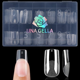 UNA GELLA front packaging showing 120 clear square gel tips for quick selection