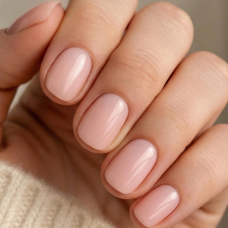 UNA GELLA front packaging showing 32-piece kit and nude pink benefit: salon look