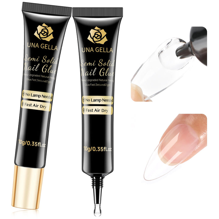 UNA GELLA front packaging showing two 10ml tubes and pouch, clear product view and benefit