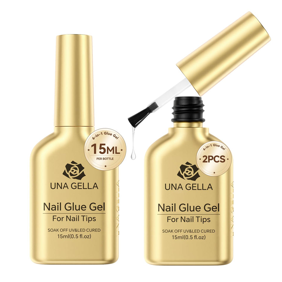 UNA GELLA front packaging showing two 15ml bottles and benefits