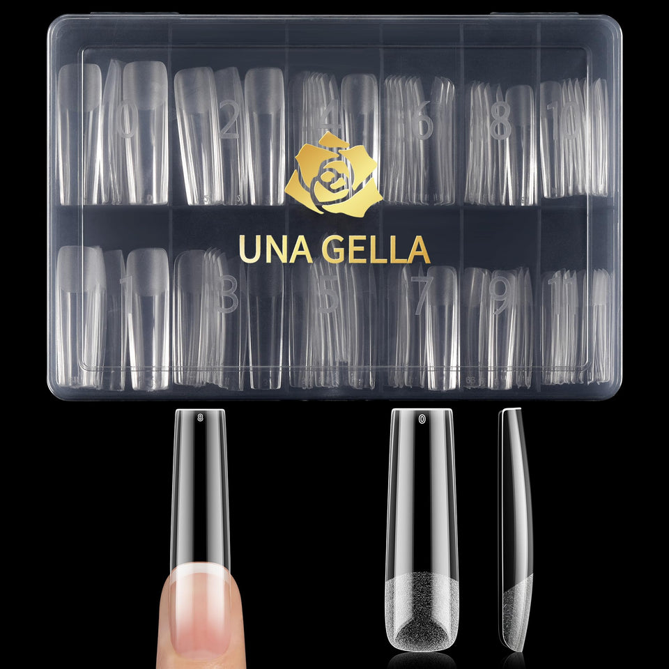 UNA GELLA front packaging showing 120 pre-filed tips for fast application
