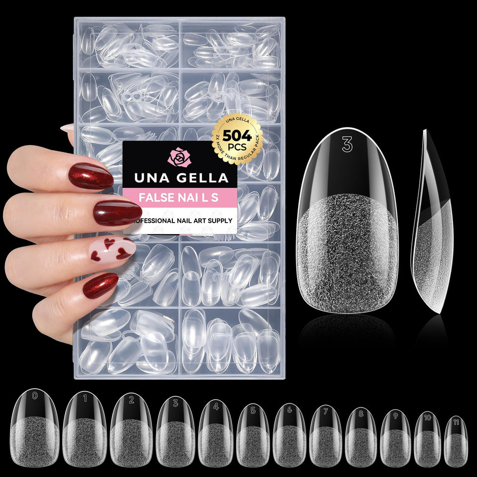 UNA GELLA front packaging showing the full 504-piece kit and contents benefit: quick selection