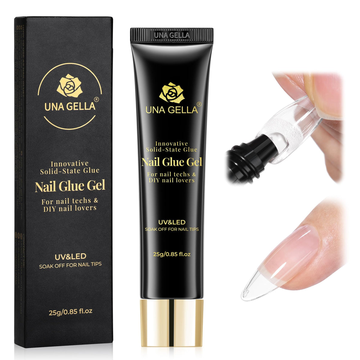 UNA GELLA front packaging showing compact 25g tube and branding for neat application