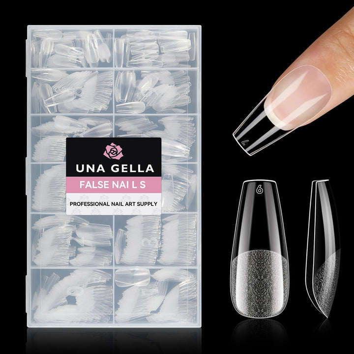 UNA GELLA front packaging showing 504-piece coffin tips and value kit benefit