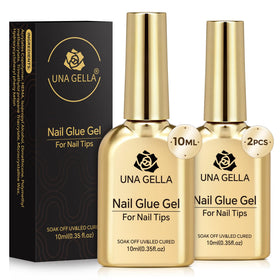 UNA GELLA front bottle view showing clear 9-in-1 gel and brush applicator benefit