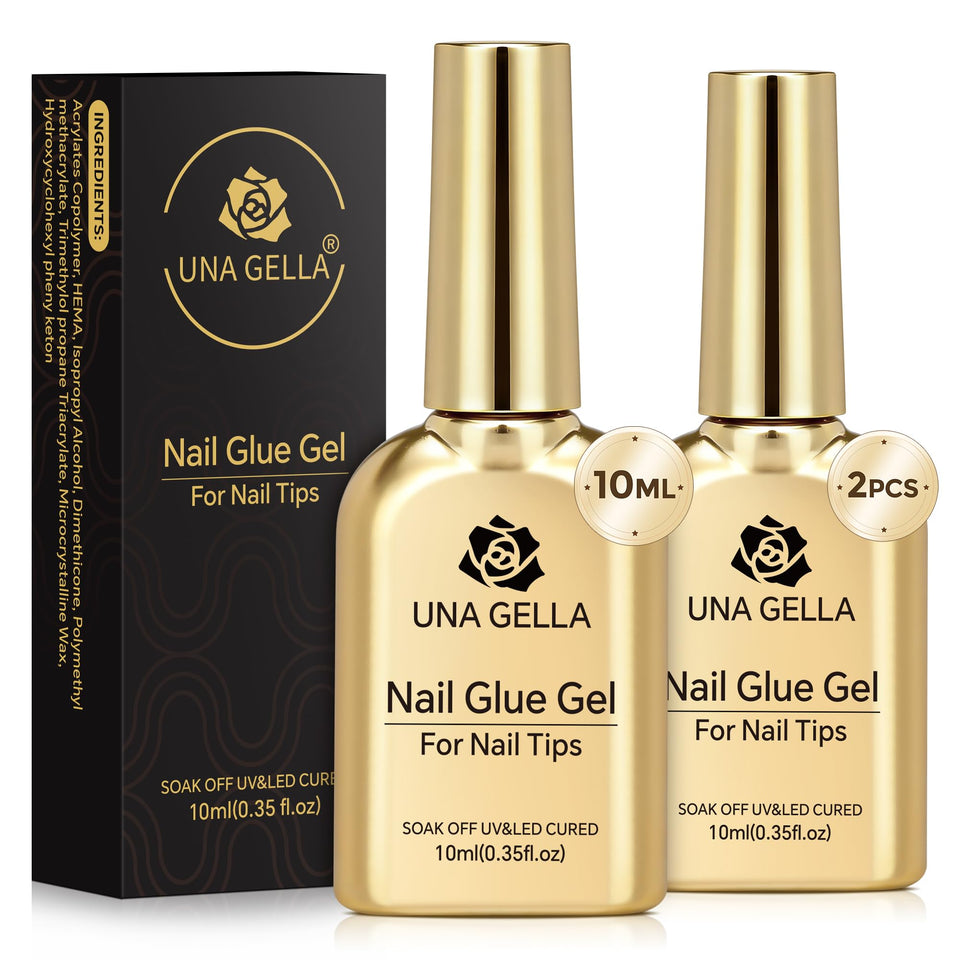 UNA GELLA front bottle view showing clear 9-in-1 gel and brush applicator benefit
