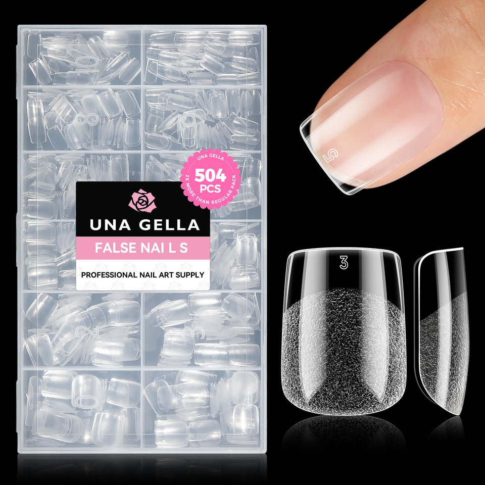 UNA GELLA front packaging showing 504 tips and brand clarity benefit