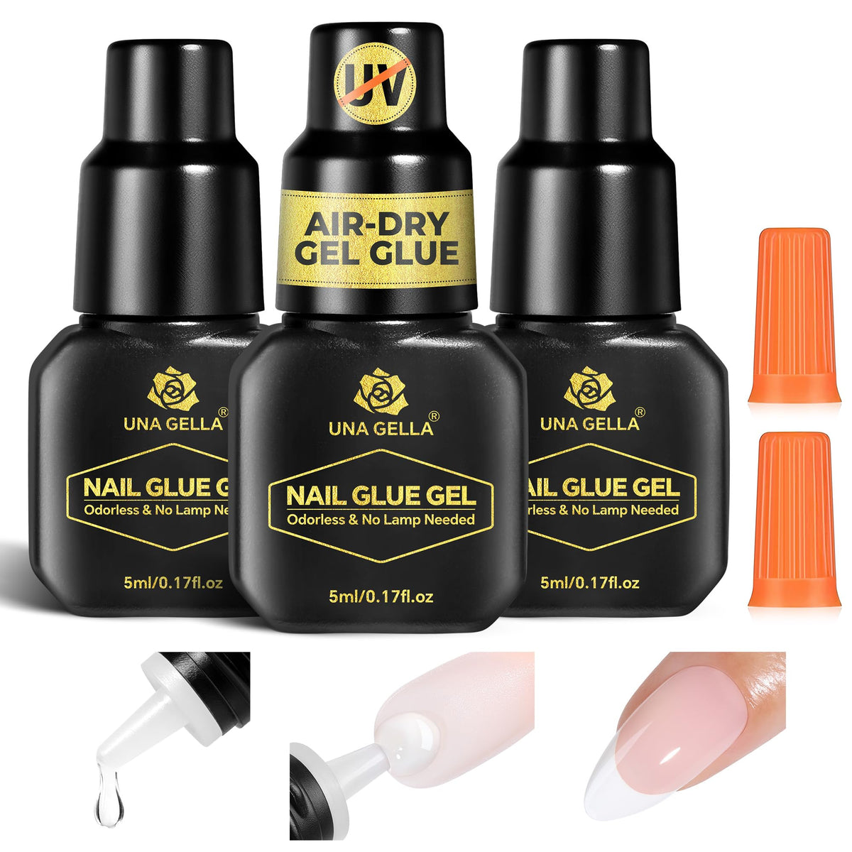 UNA GELLA front packaging showing three 5ml bottles and brand logo for fast salon results