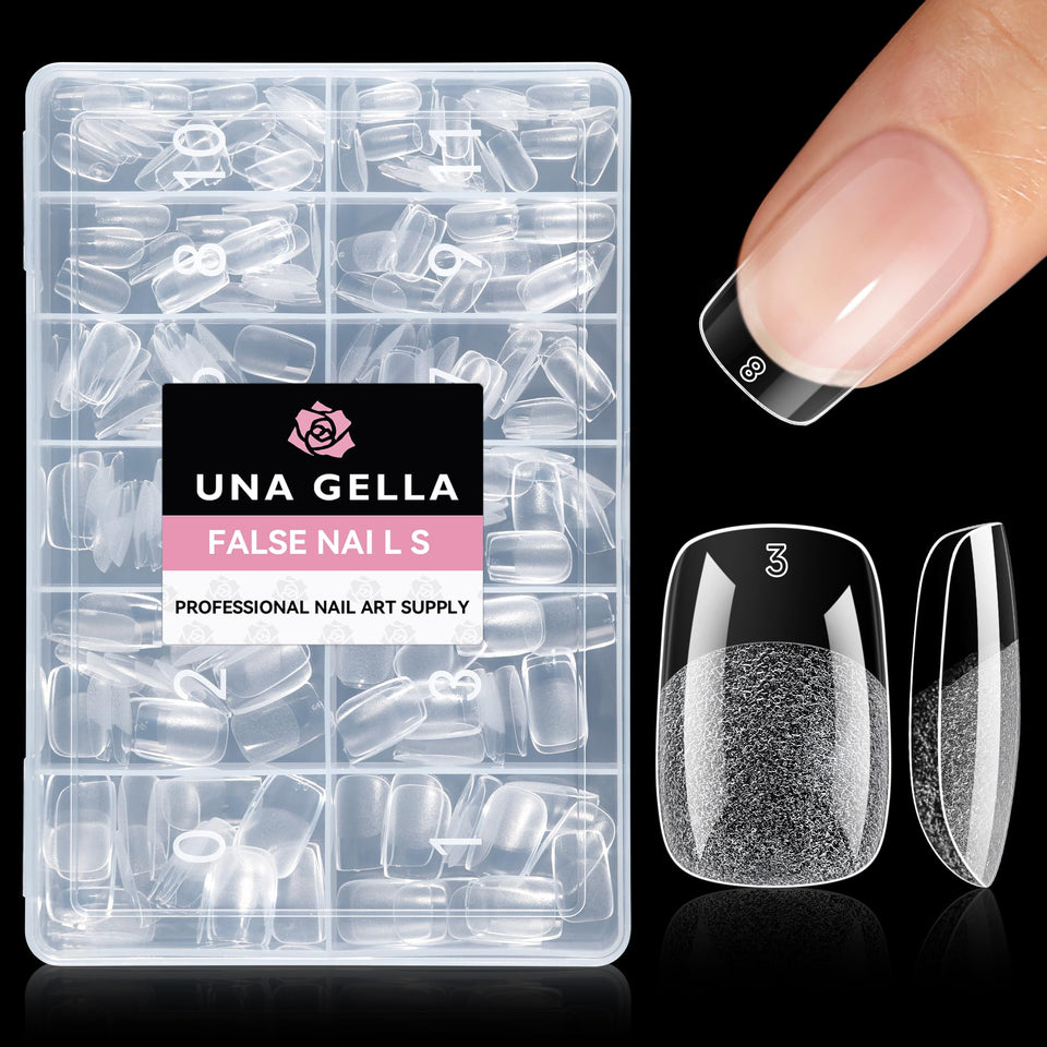 UNA GELLA front packaging showing full 216-piece kit and labeled sizes for quick selection