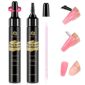 UNA GELLA front packaging showing two 12ml bottles and secure cap, promotes travel-friendly convenience