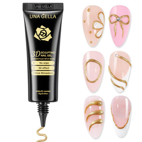 UNA GELLA front view tube showing bronze gold gel and clear labeling for easy identification