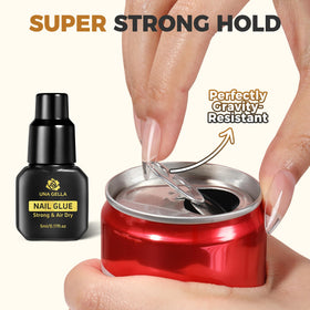 UNA GELLA glue droplet texture demonstrating fast curing benefit