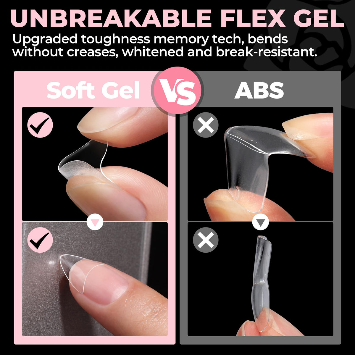 UNA GELLA tips in hand showing short scale for everyday practical wear