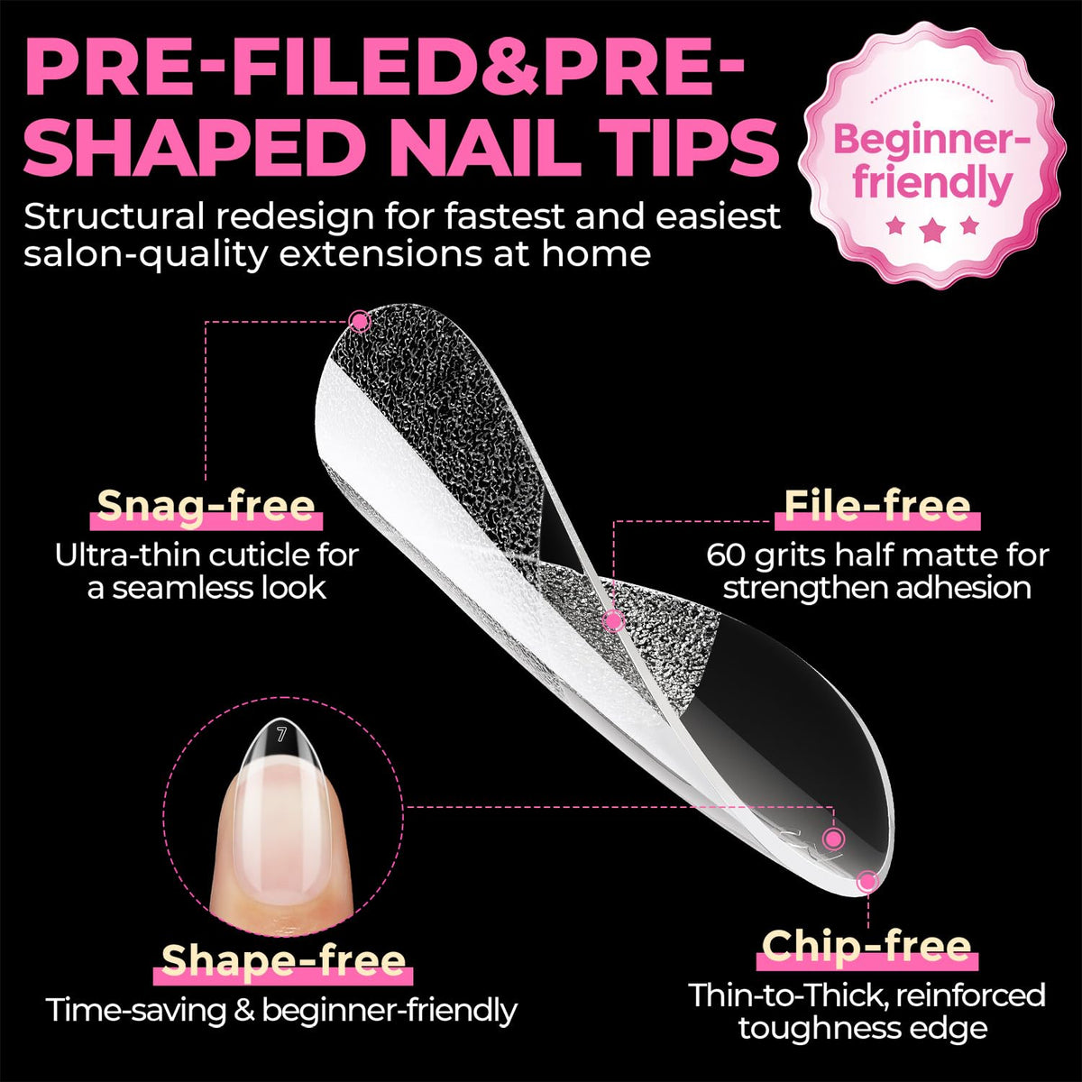 UNA GELLA hand holding tip showing scale for accurate nail length visualization