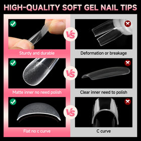 UNA GELLA tips being pressed onto nails demonstrating easy DIY application process