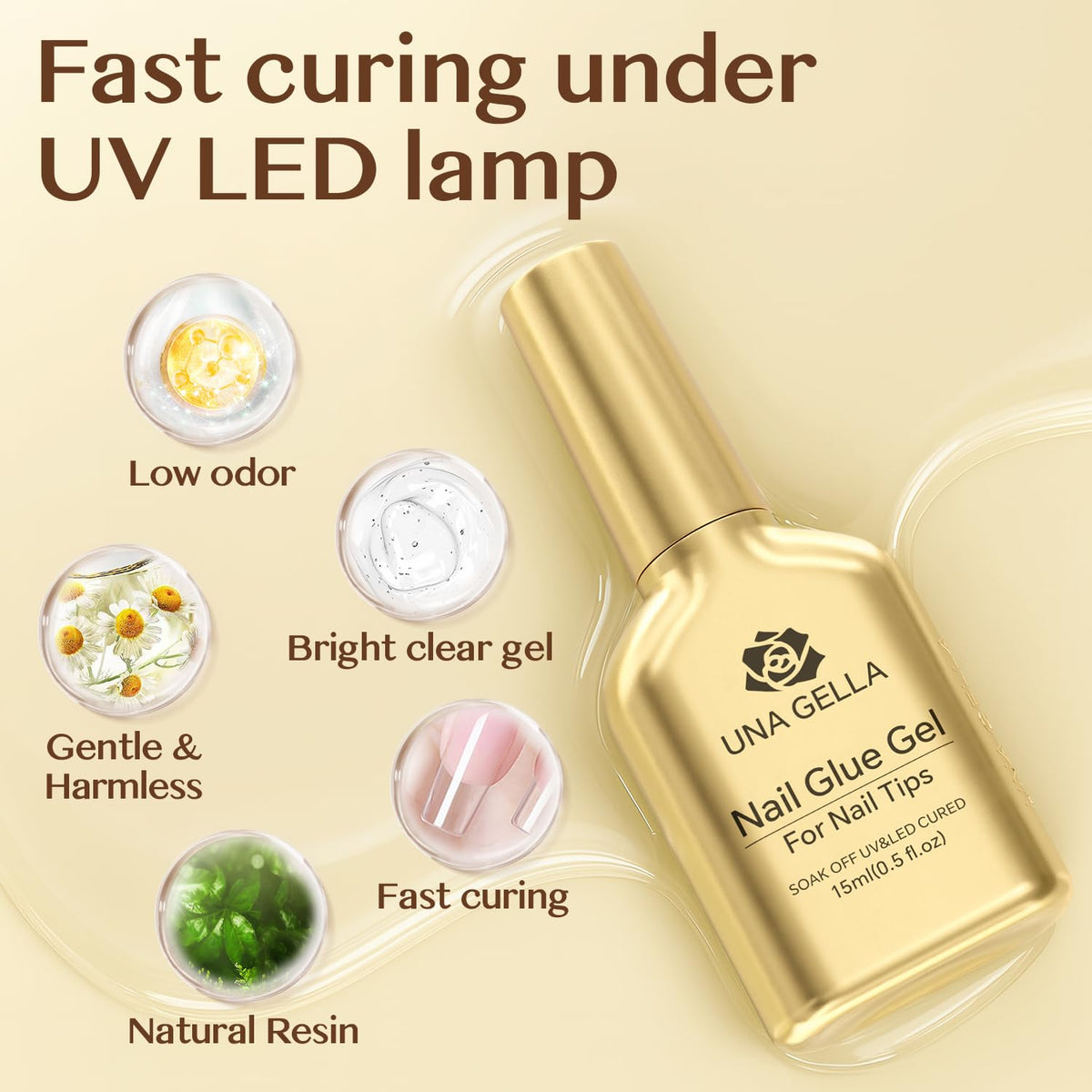 UNA GELLA user pressing tip during short LED/UV cure step