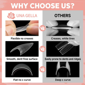 UNA GELLA tips applied to nails during DIY press-on process for fast results
