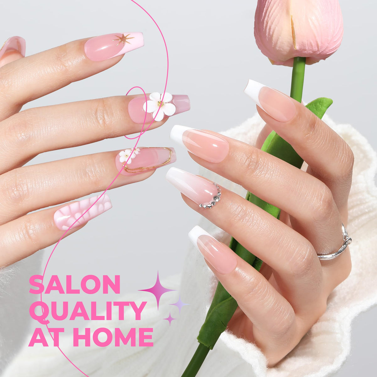 UNA GELLA styled nails in a lifestyle shot showcasing finished salon-quality look