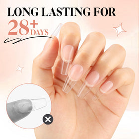 UNA GELLA finished manicure lifestyle shot showcasing long-lasting hold