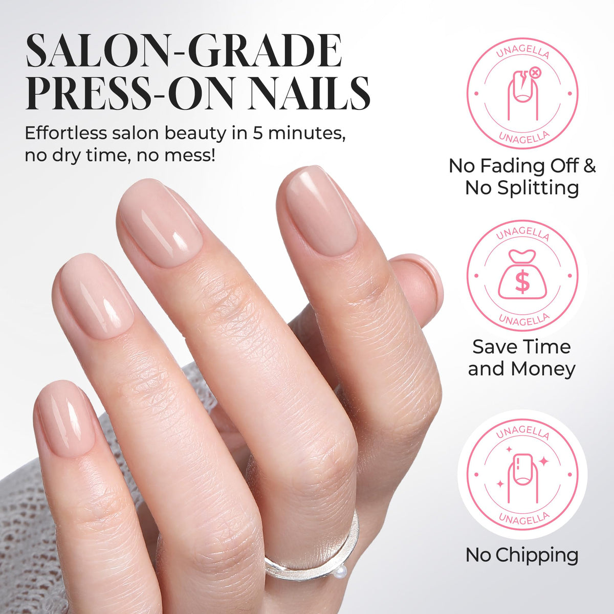 UNA GELLA lifestyle photo office hands showcasing professional nude manicure