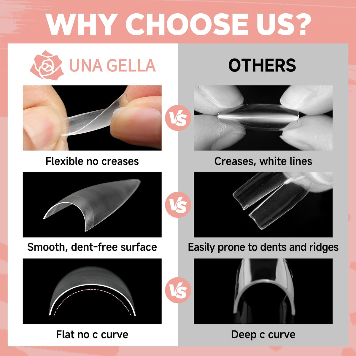 UNA GELLA salon hand model wearing finished stiletto nails for style inspiration