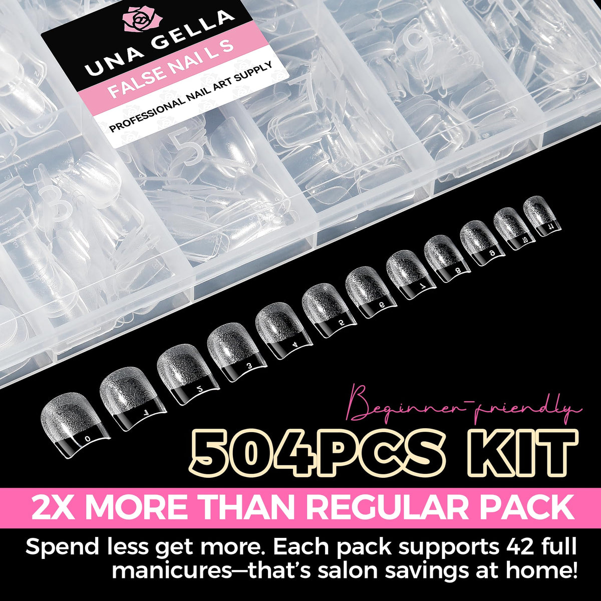 UNA GELLA finished short square nails in lifestyle setting benefit