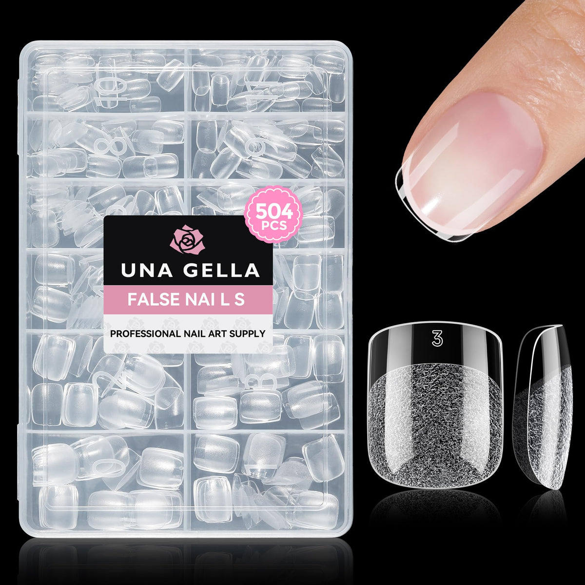 UNA GELLA worn on model hand showing natural squoval appearance