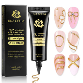UNA GELLA bridal nail lifestyle showing finished bronze-gold 3D accents for event-ready nails