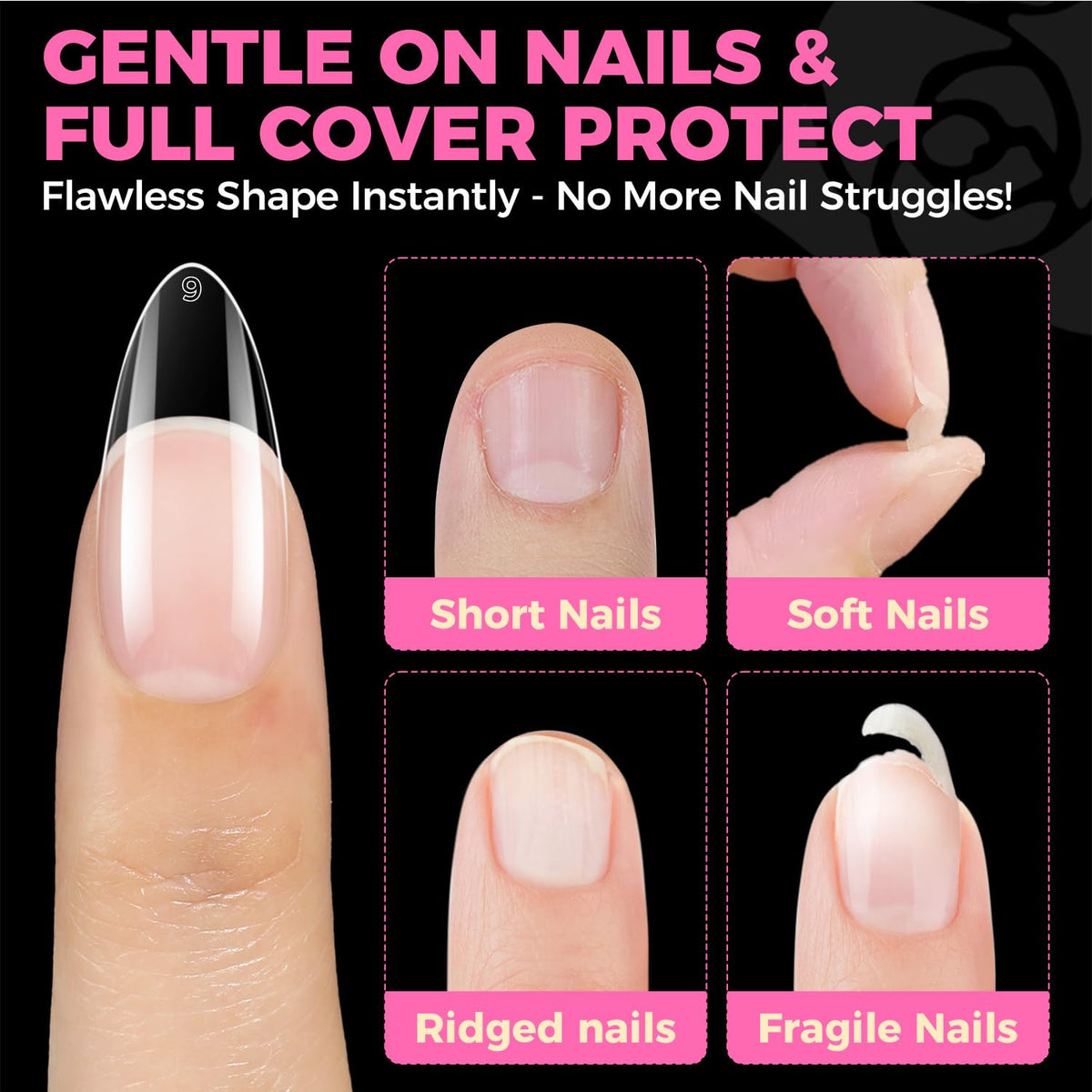 UNA GELLA bent tip demonstrating soft gel flexibility for comfortable wear