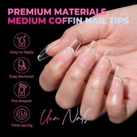 UNA GELLA medium coffin profile highlighting tapered lines for elongated fingers