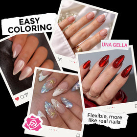 UNA GELLA close-up of tip curvature highlighting smooth edges for natural fit