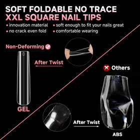 UNA GELLA tips applied on a hand demonstrating finished manicure benefit salon-style look