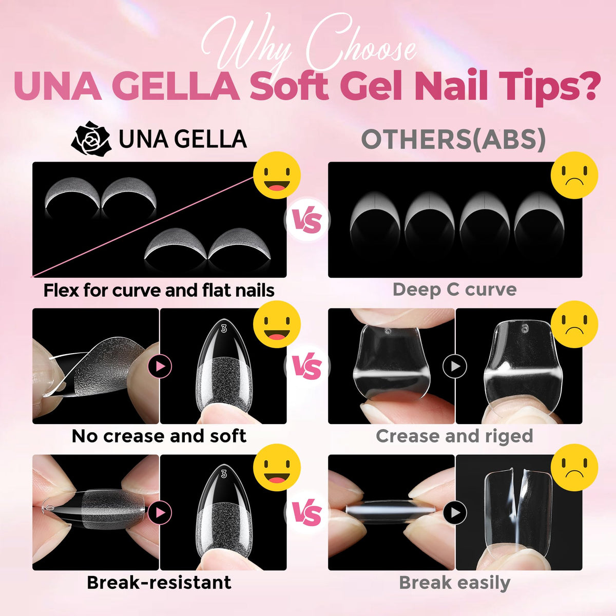 UNA GELLA short almond tips worn on hand showing natural almond silhouette