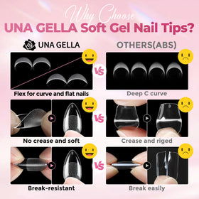 UNA GELLA short almond tips worn on hand showing natural almond silhouette