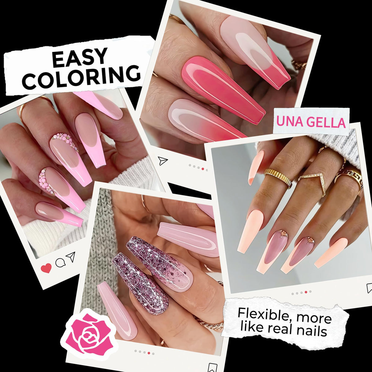 UNA GELLA numbered sizes on tips, quick selection saves prep time