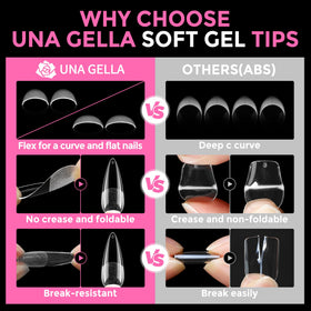 UNA GELLA arranged numbered tips showcasing 12 sizes and two extra backup pieces