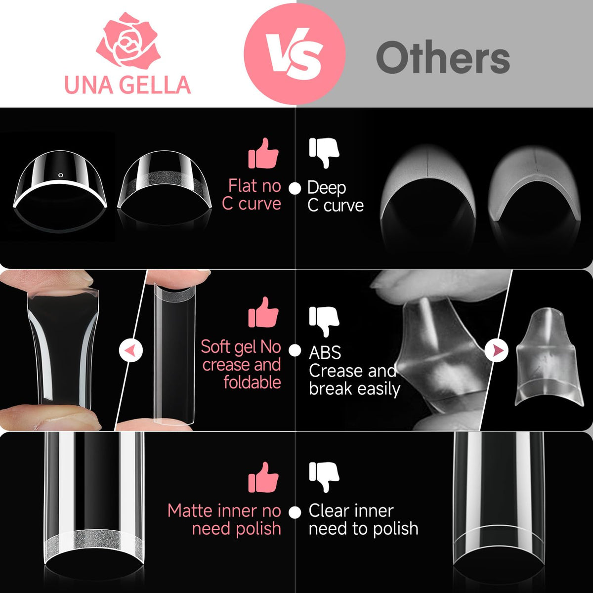 UNA GELLA painted French demo on tips, ideal for precise salon-style finishes