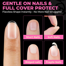 UNA GELLA polished manicure lifestyle image showing durable, glossy finish