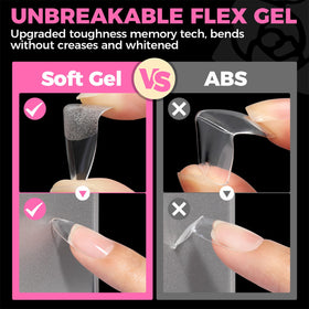 UNA GELLA polished almond nails on model hands showcasing salon-quality finish