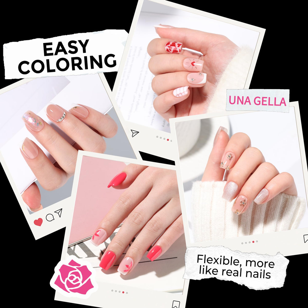 UNA GELLA pre-etched back detail illustrating better adhesion for longer-lasting wear