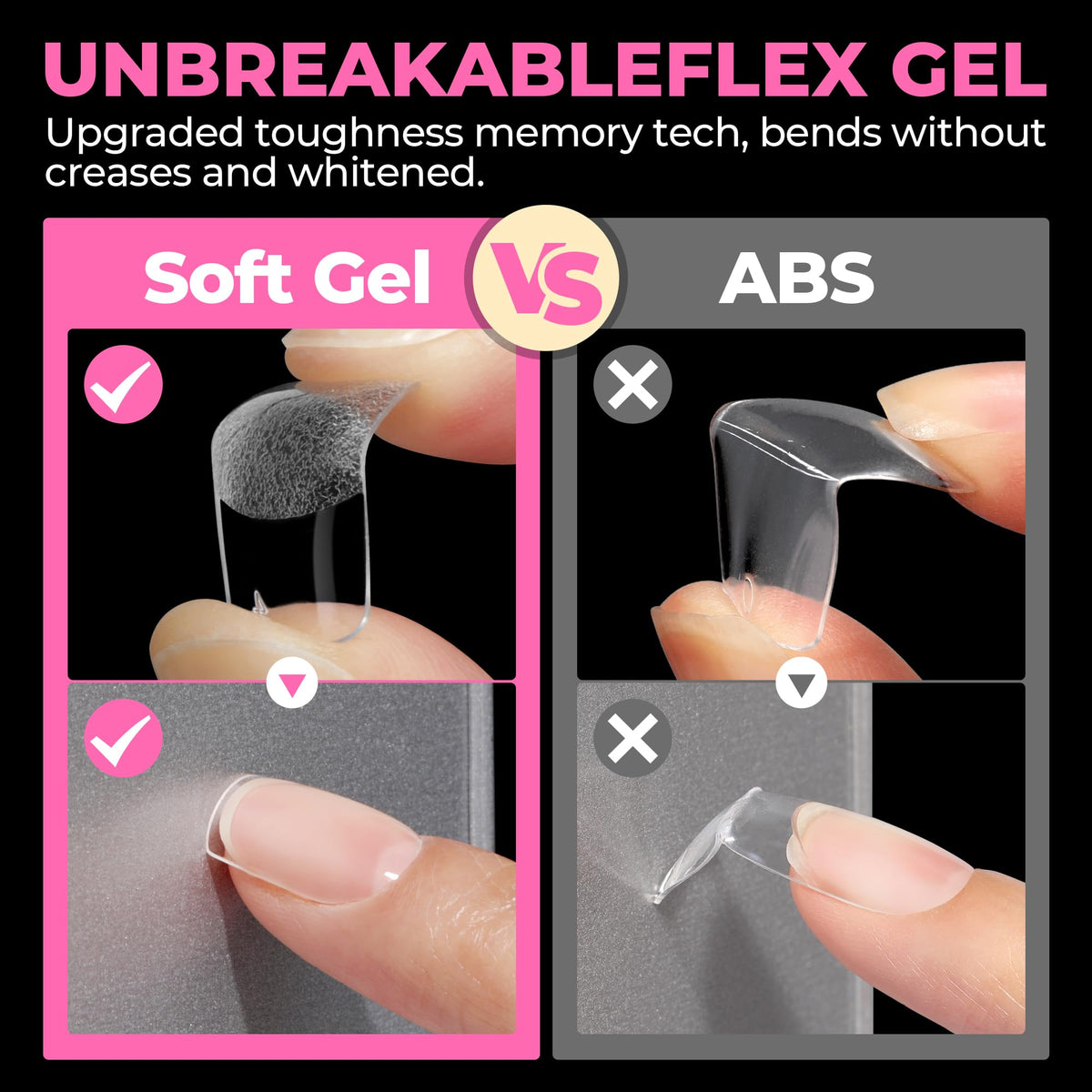 UNA GELLA hand applying a press-on tip for quick at-home use