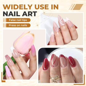 UNA GELLA being applied to press-on nail for strong adhesion