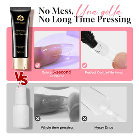 UNA GELLA applying gel to press-on nail for neat positioning and control