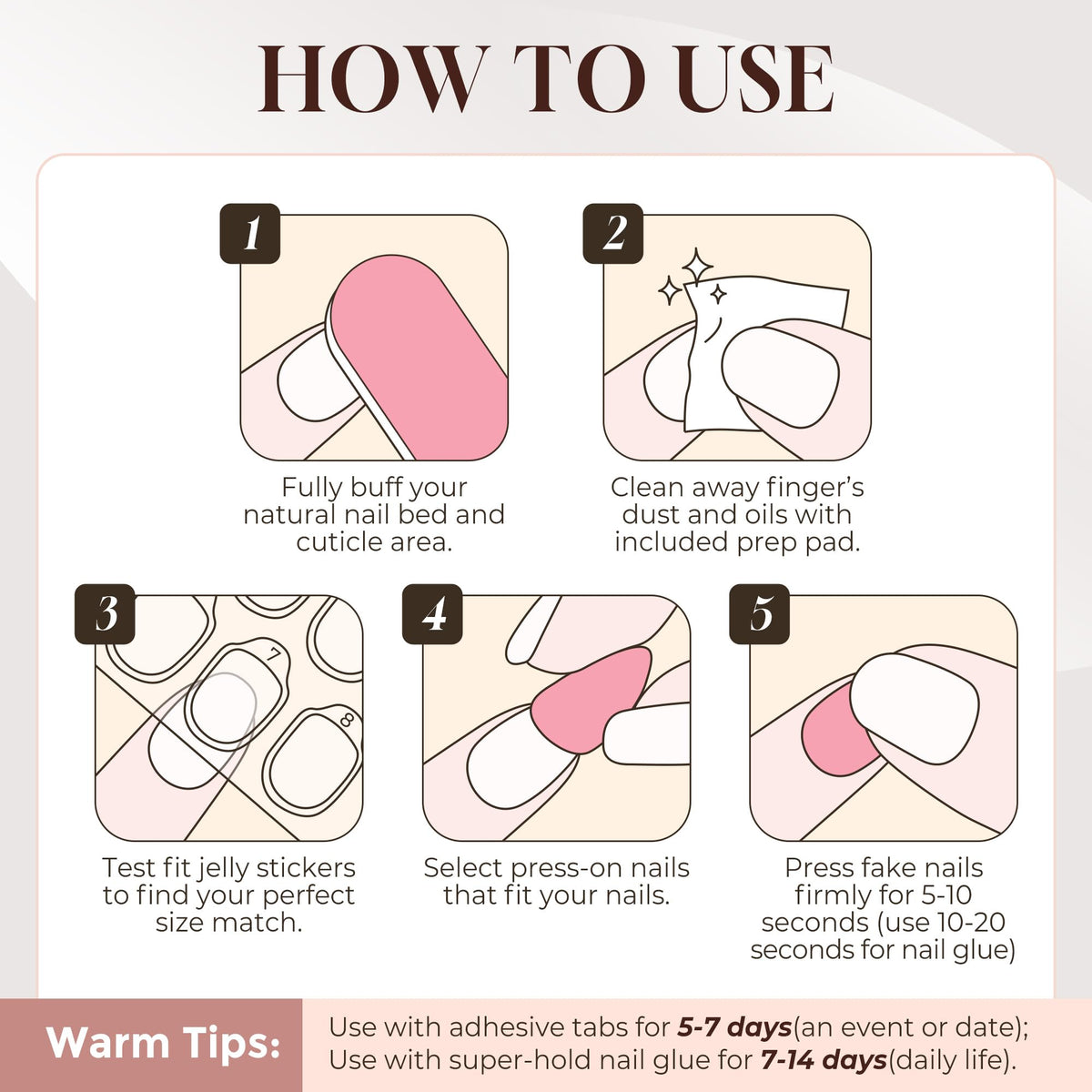 UNA GELLA press-on nails held in hand to show true size and fit benefit