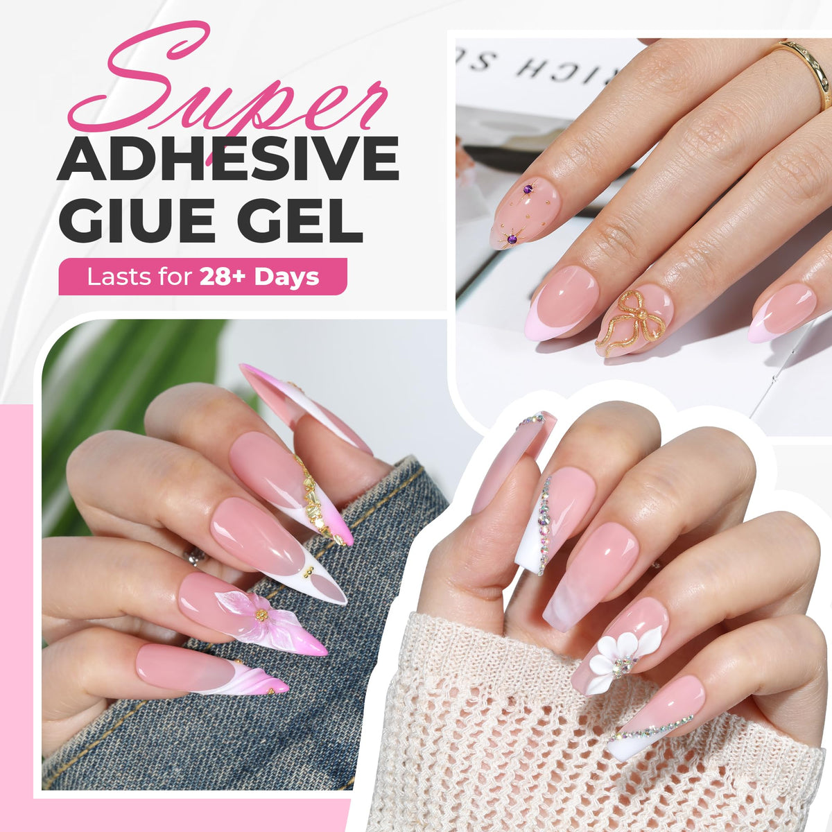 UNA GELLA pry-tip action shot lifting press-on edge, safer removal benefit