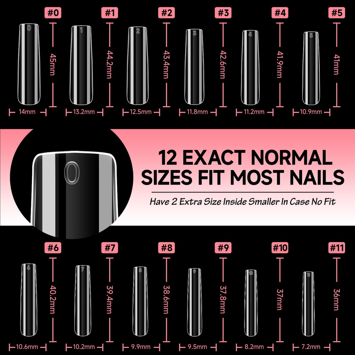 UNA GELLA clear tips prepared with polish and nail art showing paint adhesion benefit creative designs