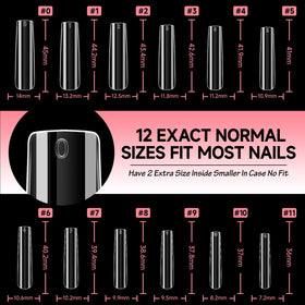 UNA GELLA clear tips prepared with polish and nail art showing paint adhesion benefit creative designs