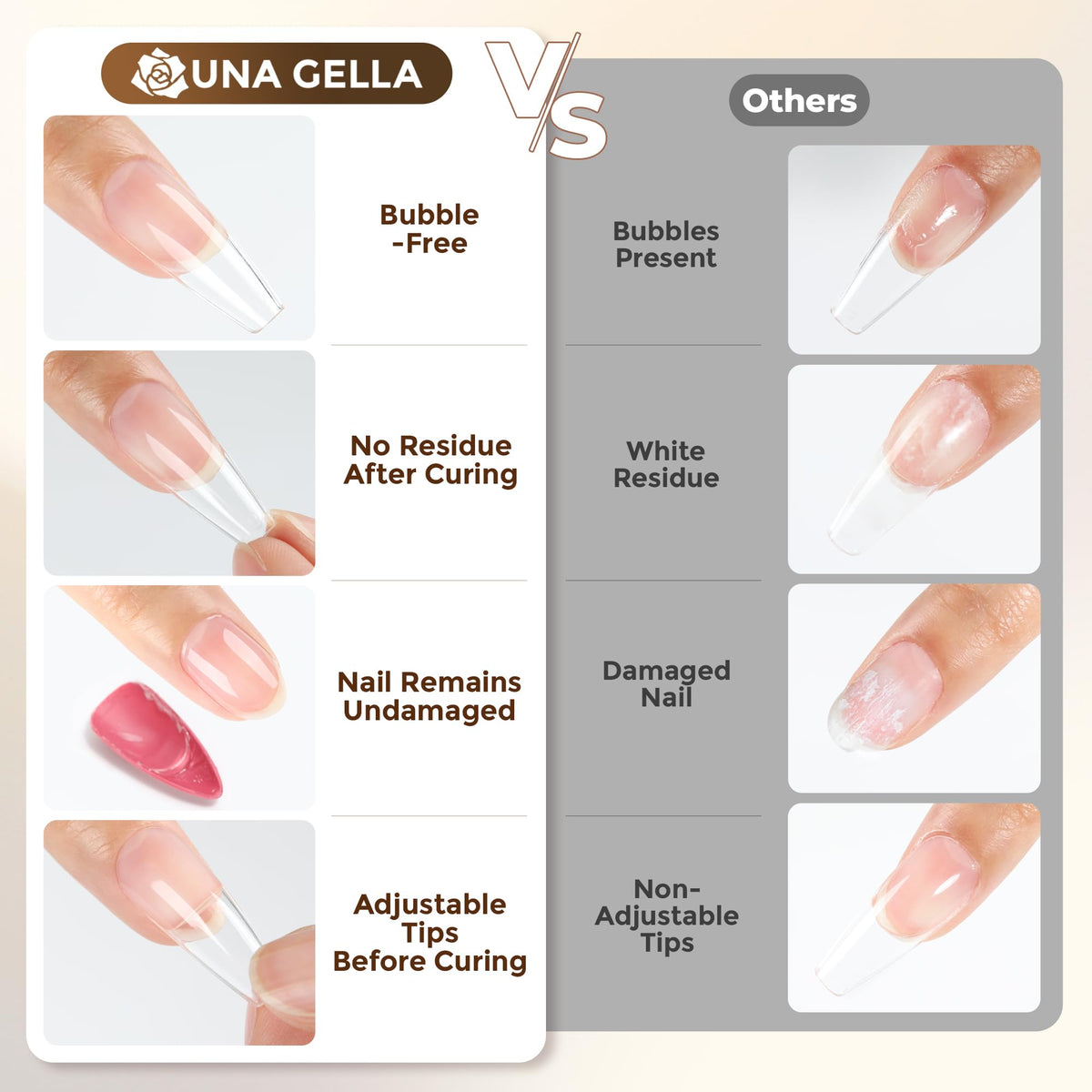 UNA GELLA holding rhinestone on nail demonstrating strong embellishment bond