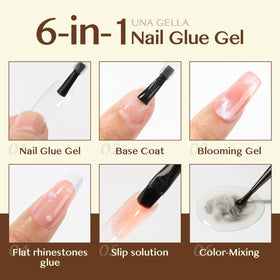 UNA GELLA gel securing small rhinestone before top coat sealing
